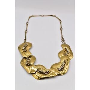 Joseph Boris Brutalist Mixed Metal Flower Chain Belt Hammered Gold Chunky